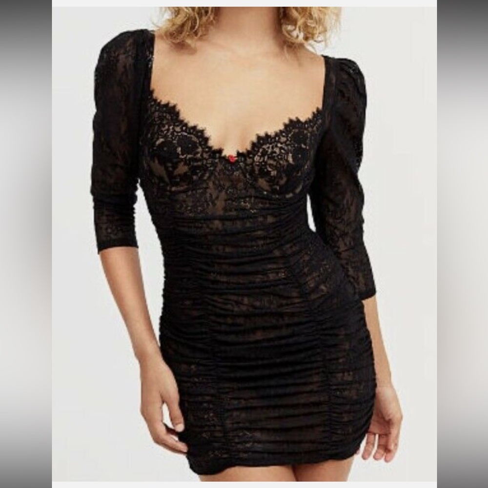 For Love And Lemons Harlow Lace Black Dress